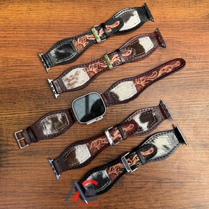 Design de luxe pour bracelets de montre apple Bracelet de montre en cuir usiné à la main pour bracelet de montre à dégagement rapide en cuir de vachette véritable pour femmes - Product Image 1