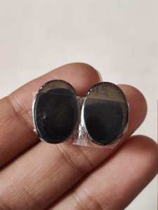 พลอยเนื้อโลหะแร่ออกไซด์ธรรมชาติ100% คู่อัญมณีอัญมณีทรงวงรีทรงหลวมสีดำสดใส - Product Image 2