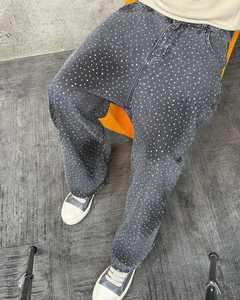 Custom Rhinestone Split Hem <b>High</b> <b>Waisted</b> Skinny Fit <b>Jeans</b> for <b>Men</b> - Product Image 6