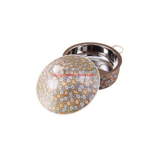 Olla caliente de cazuela de acero inoxidable creativa con estampado Floral, calentador de alimentos, plato para servir con asas de perlas para uso doméstico y de catering - Product Image 3