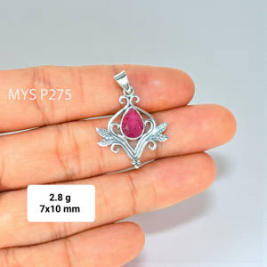 จี้พลอยทับทิมคุณภาพดีในตัวเรือนเงินแท้ 925 ราคาขายส่ง เครื่องประดับเงินแท้ - Product Image 1