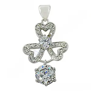 Pendentif en argent 925 avec zircone cubique, plaqué or 18 carats, bijoux chics pour femmes avec des breloques à motifs numériques - Product Image 2
