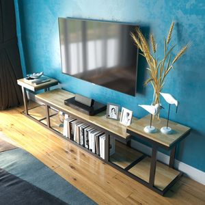 SFKTV001- Soporte de TV 3 en 1 con Diseño Minimalista, 220x35x40cm, Mueble para Sala de Estar - Product Image 4