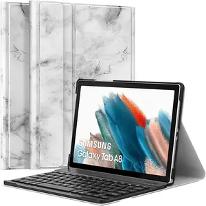 MoKo Wake PU Tablet Cover Shell Hülle mit abnehmbarem Bluetooth Wireless Keyboard Hülle für Samsung Galaxy Tab A8 10,5 Zoll 2022