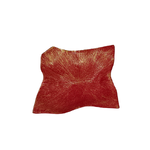 Nouveauté : Plateau en aluminium à motif de feuilles avec finition dorée, plateau décoratif en aluminium, bol de service pour desserts en métal - Product Image 6