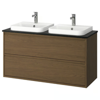 Ensemble de meubles de salle de bain avec double lavabo et armoire de rangement, vasque double flottante moderne avec miroir