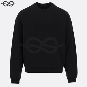 เสื้อสเวตเชิ้ตคอกลมแขนยาวคอวีแบบกว้างเสื้อสเวตเตอร์ผ้าฝ้ายแต่งขอบแบบเรียบ - Product Image 6