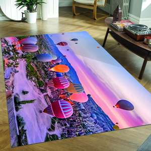 Tapis Cappadocia au lever du soleil, Tapis imprimé, Ballon à air, Décoration de paysage, Tapis doux non tissé - Product Image 5