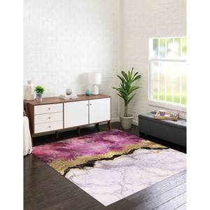 Alfombra de Mármol Rosa y Dorado: Alfombra de Lujo, Alfombra de Chenilla - Product Image 2