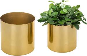 Fabriqué à la main 2 pièces en laiton ton métal intérieur/extérieur Table jardinière ensemble vase à fleurs jardinière décorative pour la maison jardin - Product Image 4