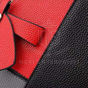 กระเป๋าถือสุภาพสตรีหนังสีตัดกันดีไซน์ล่าสุด - Product Image 6