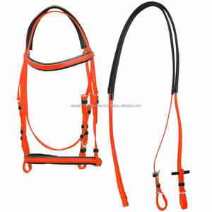 Brida de carreras de PVC con riendas a juego ampliamente utilizada en carreras de caballos Trail Horse Show material sintético parece cuero - Product Image 4