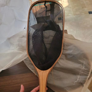 Filet d'atterrissage de pêche à la mouche en plein air Filet à truite Cadre en bois avec filet en caoutchouc Filet coulé à la main Thor Filet de pêche à la truite - Product Image 1