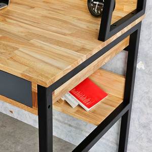 <b>Foldable</b> 120x60x150cm Study <b>Desk</b> with Bookshelf Rubber Wood and Metal for Hotels and <b>Offices</b>-FD68060 Computer and Laptop Table - Product Image 3