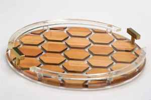 Bandeja de Resina y Madera, Bandeja de Servicio Ecológica, Duradera, Segura, Estilo Moderno para Bodas Reales, Desayunos, Comida Decorativa - Product Image 6