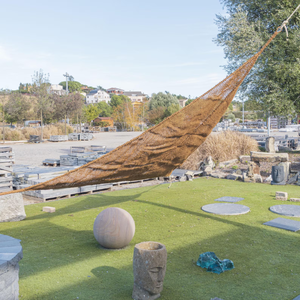 ตาข่ายโคโค่สีน้ำตาลธรรมชาติใบเรือสี่เหลี่ยมทอจากเส้นใยมะพร้าวพร้อมที่จับโลหะแขวน - Product Image 3