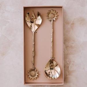 Traditional Indian style brass salad server with <b>engraved</b> details ideal for festive table decor or family functions - Product Image 6