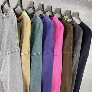 Streetwear personnalisé Chemises à manches longues pour hommes Acid Wash Vintage Men Blank Unisex Sweatshirts à manches longues pour hommes - Product Image 3