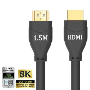 Conector HDMI chapado en oro, 1,5 M, PVC chaqueta, Cable Hdmi Cabo 48Gbps 8K HDMI