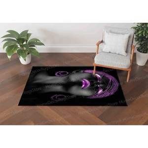 Alfombra Estampada Brillante - Diseño Étnico en Morado, Textura Chenilla, Alfombra de Terciopelo de Lujo - Product Image 5