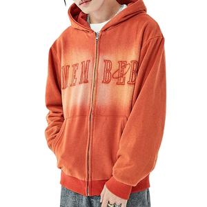 เสื้อฮู้ดดี้ผู้ชายผ้าฟลีซคอตตอน 100% คุณภาพสูง ทรงปกติ แขนยาว ซิปหน้า ปักลายแบบดิสเทรส  สั่งทำได้ - Product Image 3