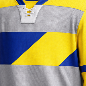 Uniforme de hockey sobre hielo personalizado, conjunto de camiseta y pantalones cortos sublimados en amarillo y azul, ropa de equipo para adultos, fabricante OEM ODM - Product Image 5