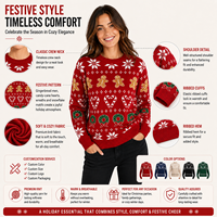 Pull de Noël personnalisé avec logo, motif jacquard pain d'épices, couronne et flocon de neige, pour couples, idéal pour les fêtes, unisexe