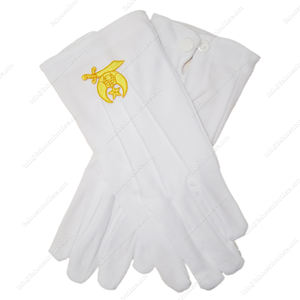 GANTS MASONIQUES REGALIA COTON BLANC SHRINE BRODERIE LOGO - Product Image 1