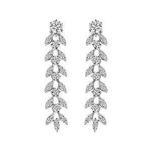 NOVAMART Fine 925 Sterling <b>Silver</b> <b>Drop</b> <b>Earrings</b> Aiza Dangler Trendy Feather Design for Wedding Party Gift Features Zircon Pearl - Product Image 1