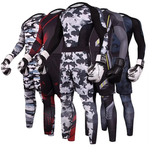 Ensemble de compression unisexe MMA Rash Guard (T-shirt et pantalon) UPF50+ Séchage rapide Protection UV Anti-bactérien Respirant Écologique pour la gym et le surf - Product Image 1