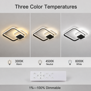 Lámpara de Techo Cuadrada Moderna de Hierro y Acrílico, Regulable, Tricolor, con Control Remoto, para Sala de Estar, Dormitorio, Interior - Product Image 3
