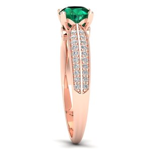 Anillo de Esmeralda de Corte Brillante Redondo de 0.75 Quilates, Precio de Fábrica REYES, en Oro Sólido de 14K, Joyería de Boda con Moissanita - Product Image 3