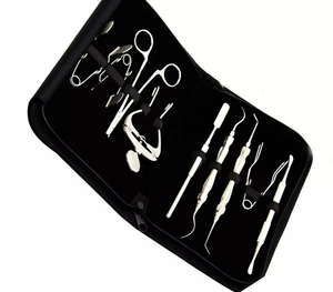 Kit complet d'instruments dentaires vétérinaires en acier inoxydable de qualité supérieure pour lapins et rongeurs, 9 pièces, pochette noire, ISO 13485 - Product Image 4