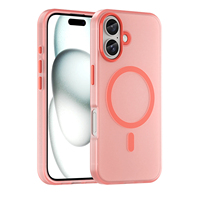 Étui de téléphone portable en TPU mat couleur unie avec boutons électroplaqués, cadre d'objectif indépendant, chargement magnétique, antichoc, modèle MOF-006