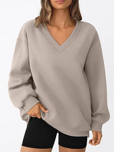 Sudadera de gran tamaño para mujer, cuello en V, ropa de moda de otoño 2025, suéter a rayas Y2K, trajes para chicas adolescentes, jersey de diseño personalizado - Product Image 4