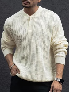 Mens 100% Cotton <b>Henley</b> <b>Tshirt</b> Custom Design Long Sleeve for Streetwear Knitted Fabric - Product Image 4