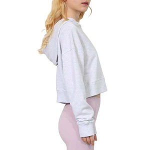 Custom Logo crop top hoodie Streetwear Women's Sweatshirts Pullover Gym Hoodies Women Crop Tops Hoodies for Daily Wear - Product Image 2