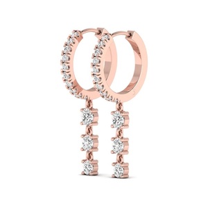 Boucles d'oreilles créoles en or blanc 10 carats avec diamants de laboratoire, bijoux tendance et modernes pour femmes, pour mariages et fêtes - Product Image 1