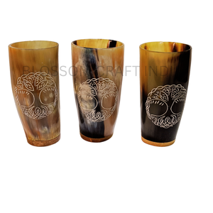 Mug en corne de vache polie de style viking, vaisselle en corne d'animal biologique, tasse gravée, verre naturel pour la maison, l'hôtel et les mariages - Product Image 4
