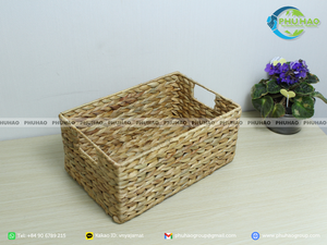 Juego de cesta de jacinto de agua de ratán de algas marinas con marco de metal, artesanías vietnamitas duraderas y ecológicas - Product Image 5