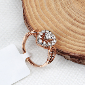 Compra al por mayor anillo de diamantes naturales de oro rosa de 14K de alta calidad y diseño elegante para tu colección de joyas - Product Image 4