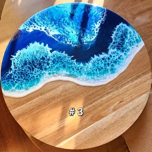 Dessous de verre en bois résine océan vague personnalisé fait à la main napperons design mignon pour la décoration intérieure cuisine Table porte-gobelet tapis en liège Mehak - Product Image 4