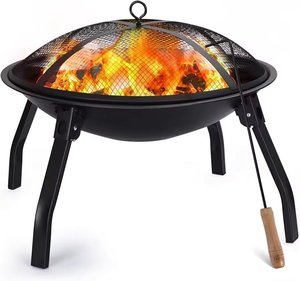 Trendy Design Iron <b>Fire</b> <b>Pit</b> <b>Wood</b> <b>Burning</b> <b>Fire</b> <b>Pit</b> Deep Bowl Outdoor & Indoor Round Handmade Black <b>Fire</b> <b>Pits</b> With Cover - Product Image 1