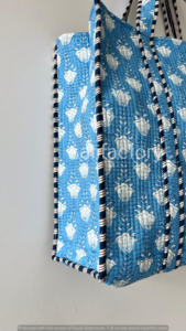 Bolso grande de algodón acolchado con cierre abierto para compras de comestibles, regalo de viaje para ella - Product Image 4