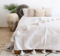 Saf beyaz Boho tarzı Berber el yapımı fas Bedcover el dokuma atmak battaniye ev otel veya piknik için sanatçılar tarafından