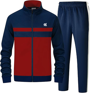 Conjuntos de chándal informales de 2 piezas para hombre, chaqueta de manga larga con cremallera completa, 100% poliéster, diseño personalizable, logotipo de talla de Color - Product Image 3