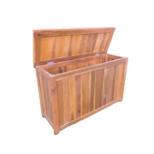 صندوق خشبي عالي الجودة للتخزين في الهواء الطلق للحدائق والفناء مصنوع من خشب السنط صندوق تخزين خارجي من المورِّد الفيتنامي