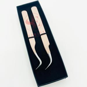 Pinzas de pestañas de acero inoxidable con agarre de diamante de etiqueta privada, pinzas de pestañas de volumen de aislamiento de punta de fibra de tijera mate desnuda - Product Image 6