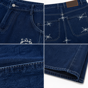 Pantalones Cortos de Mezclilla Holgados Personalizados para Hombre, Estilo Urbano, Lavado Oscuro, OEM, ODM, Marca Privada, Venta al Por Mayor - Product Image 6