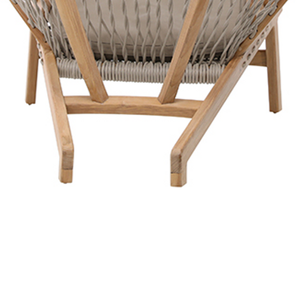 Silla redonda de madera de teca de estilo moderno con cuerda tejida y chusion para muebles de sillas de jardín - Product Image 6